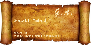 Gosztl Ambró névjegykártya